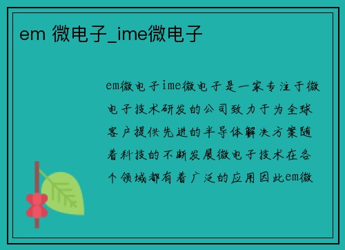 em 微电子_ime微电子