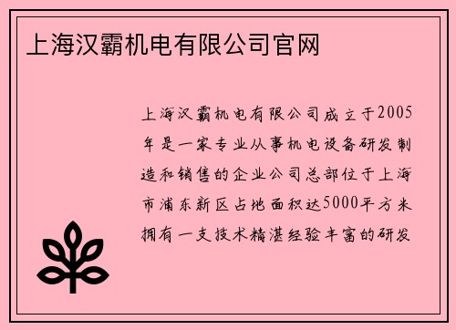 上海汉霸机电有限公司官网